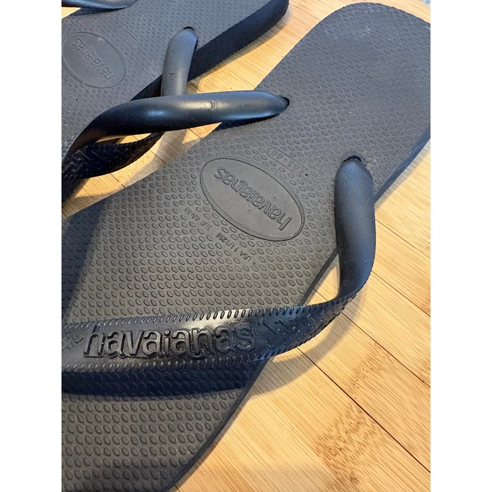 Havaianas Top Mens Flip Flops Black Rubber Sandals USA 11/12M EUR 43/44